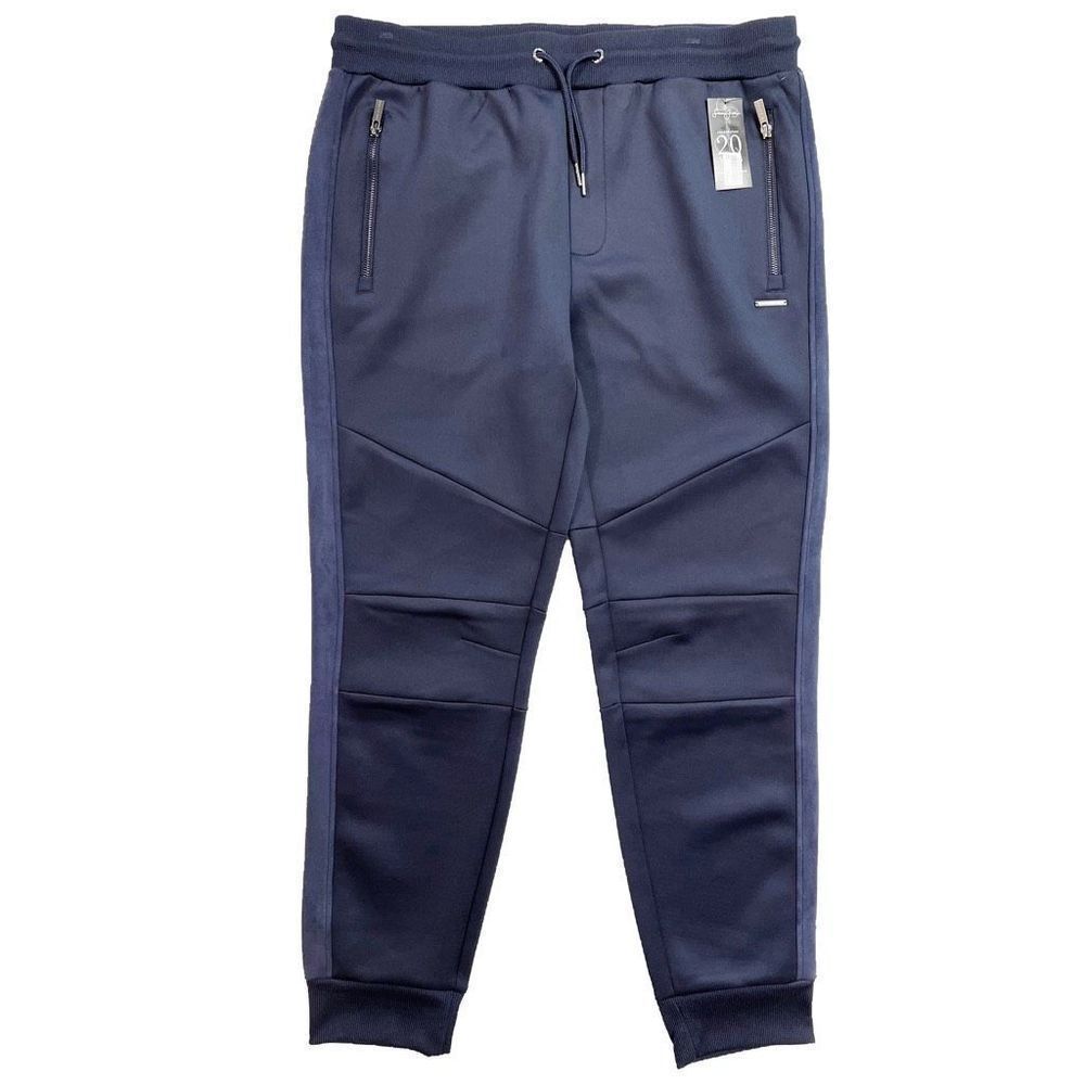 Sean John Jogger Track Pant Faux Suede Panel Night Sky Navy Blue L NWT